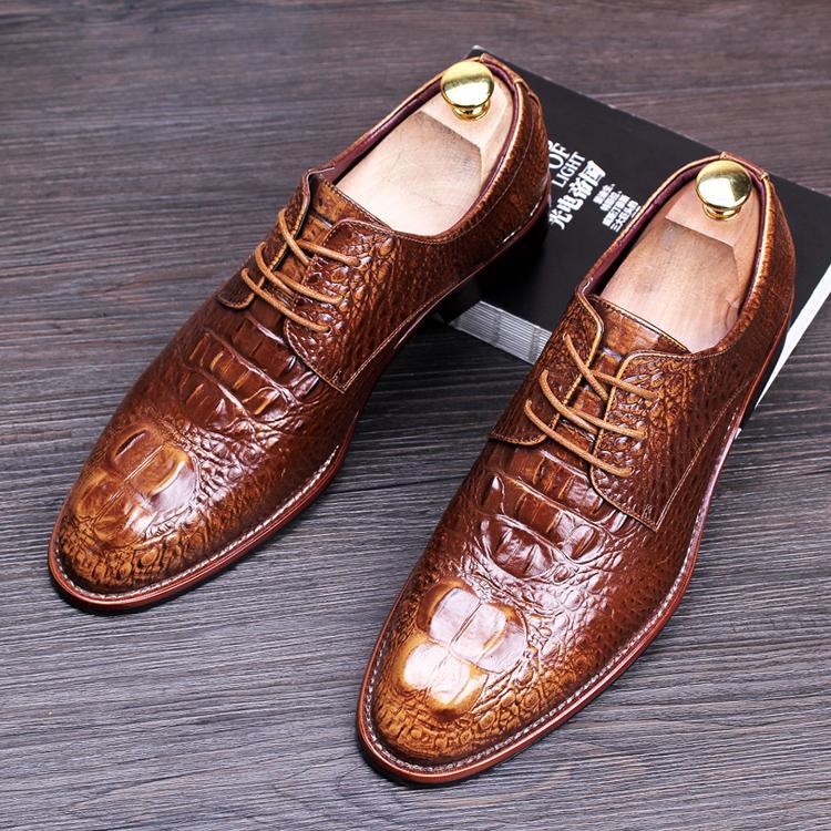 Men's pointed leather shoes Business dress Men's shoes lace