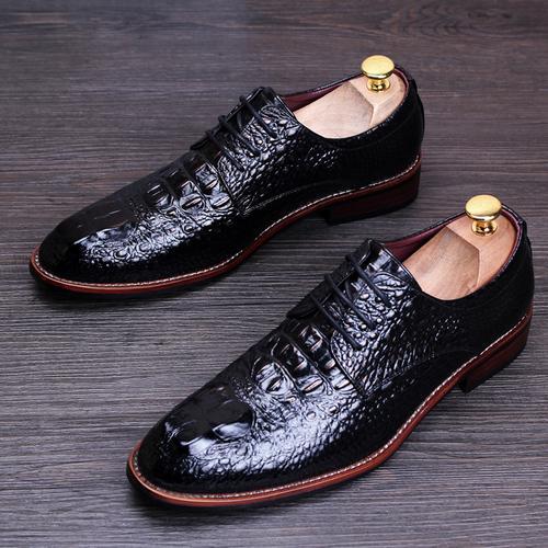 Men's pointed leather shoes Business dress Men's shoes lace