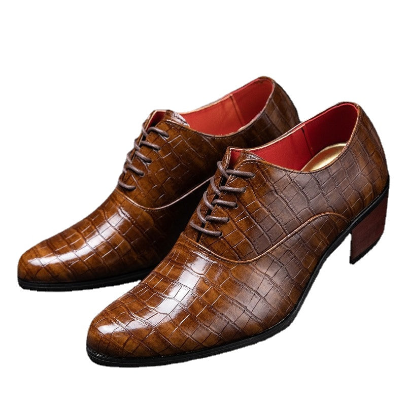 Hair stylist pattern leather shoes men's Korean style casual business shoes