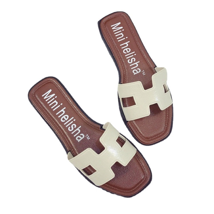 Summer new style sandals for women, fashionable outer wear, Korean version, flat soft bottom, one-line women's sandals, outdoor slippers