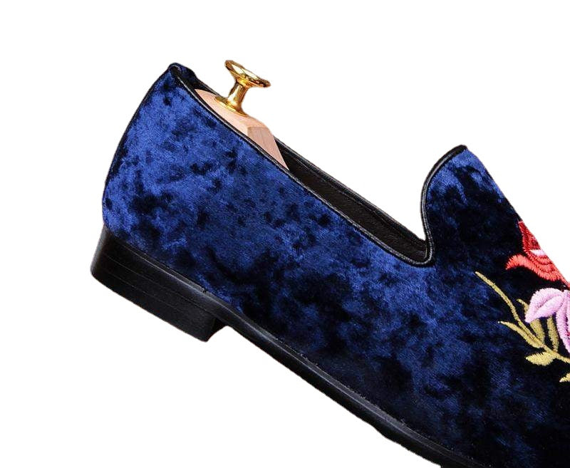 British personality tide shoes embroidery retro casual men's shoes nightclub a pedal shoes hair stylist tip WZ