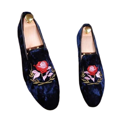 British personality tide shoes embroidery retro casual men's shoes nightclub a pedal shoes hair stylist tip WZ