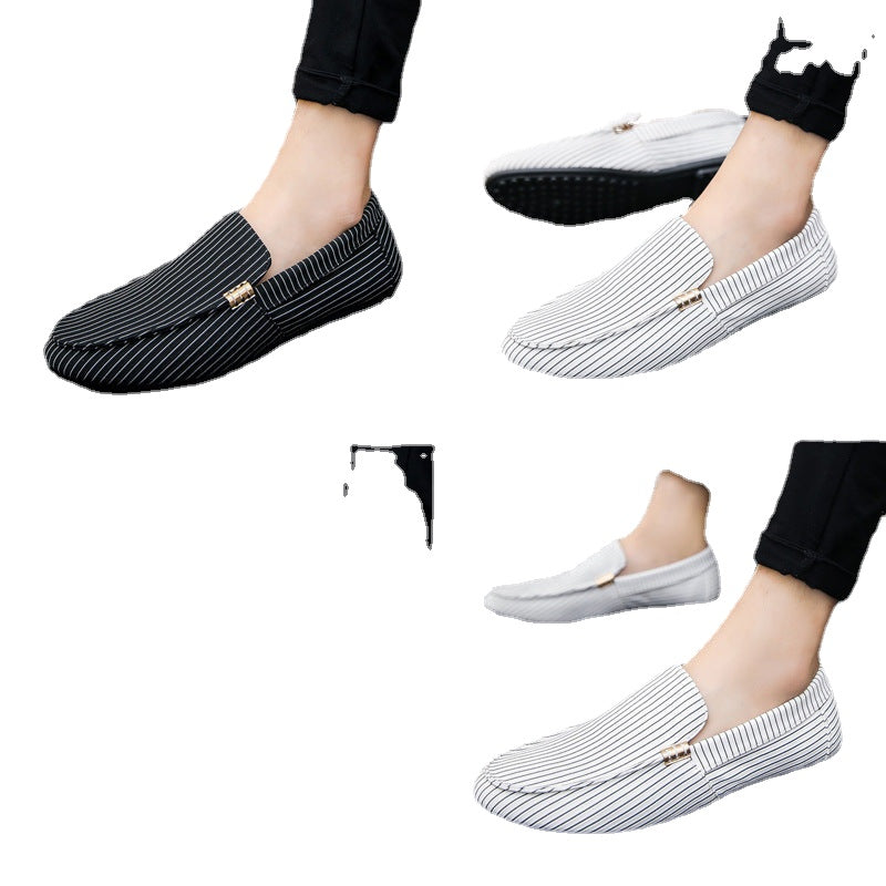 23 spring new men's shoes social guy casual shoes lazy tide shoes set foot peas shoes men's stripes