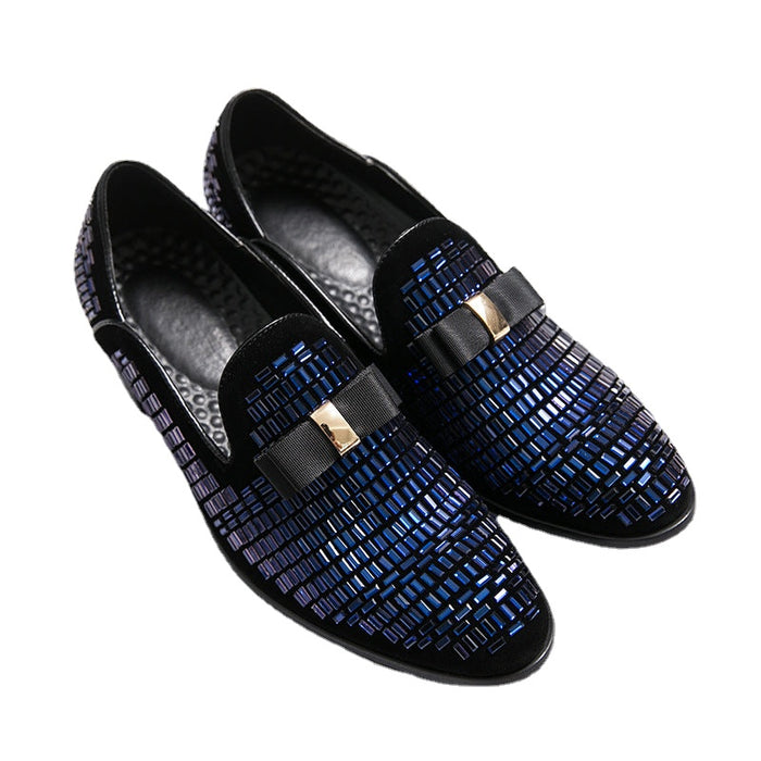 large size rhinestone leather shoes cover feet men's shoes fashion new pointed toe small leather shoes nightclub hair stylist 47