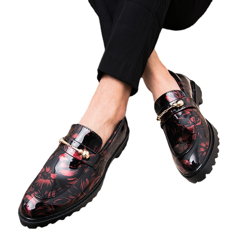 2023 winter new low-top shiny men's shoes British men's pointed toe business casual leather shoes hair stylist cotton leather shoes