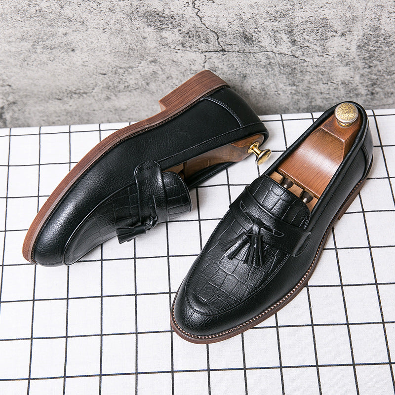 2024 Slip-On Leather Shoes Spring New Men's Casual Shoes Fashionable Korean Work Shoes Cross-Border Wholesale Men's Shoes
