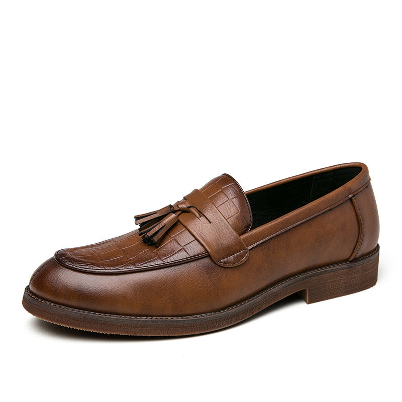 2024 Slip-On Leather Shoes Spring New Men's Casual Shoes Fashionable Korean Work Shoes Cross-Border Wholesale Men's Shoes